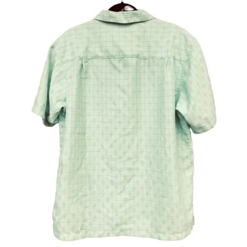 Haggar Button Down Mint Green Short Sleeve Shirt Size L